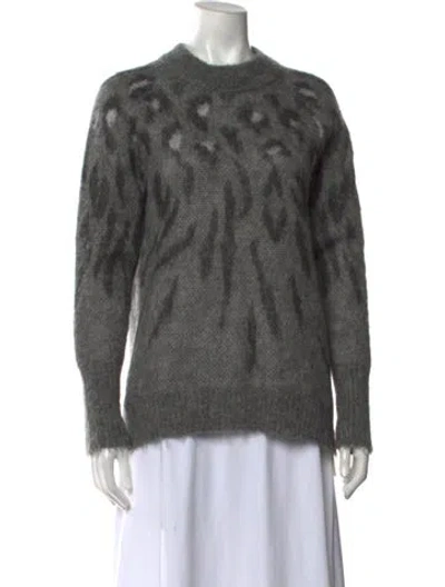 Pre-owned Allsaints Animal Print Crew Neck Sweater In Grey/metallic