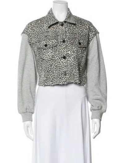 Pre-owned Allsaints Animal Print Denim Jacket In Gray