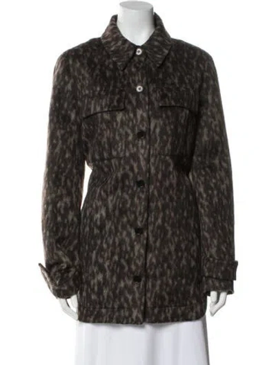Pre-owned Allsaints Animal Print Faux Fur Coat In Brown