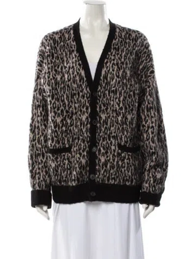 Pre-owned Allsaints Animal Print Faux Fur Jacket In Black