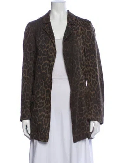 Pre-owned Allsaints Animal Print Jacket In Brown