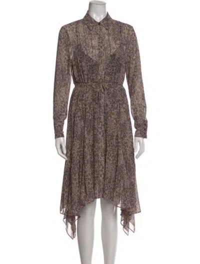 Pre-owned Allsaints Animal Print Knee-length Dress In Neutral