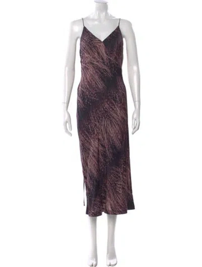 Pre-owned Allsaints Animal Print Long Dress In Black