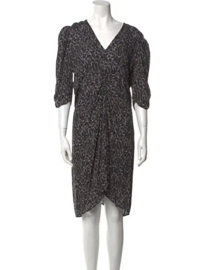 Pre-owned Allsaints Animal Print Long Dress In Black
