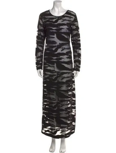 Pre-owned Allsaints Animal Print Long Dress In Black