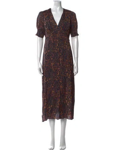 Pre-owned Allsaints Animal Print Long Dress In Black