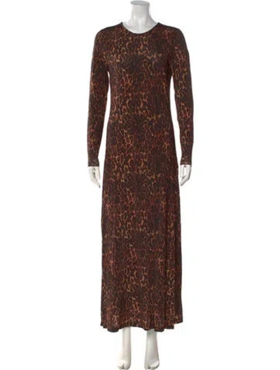 Pre-owned Allsaints Animal Print Long Dress In Black