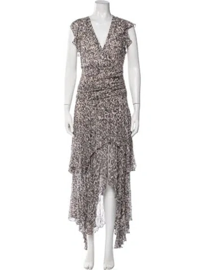 Pre-owned Allsaints Animal Print Long Dress In Grey