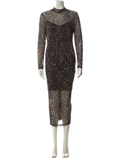 Pre-owned Allsaints Animal Print Long Dress In Multi
