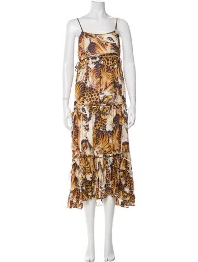 Pre-owned Allsaints Animal Print Long Dress In Multi