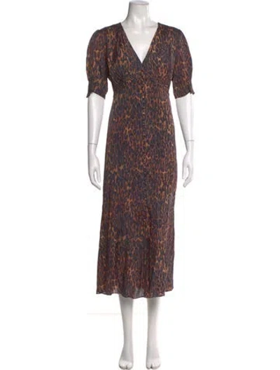 Pre-owned Allsaints Animal Print Long Dress In Multi