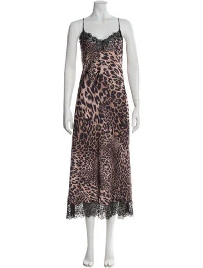 Pre-owned Allsaints Animal Print Long Dress In Neutral