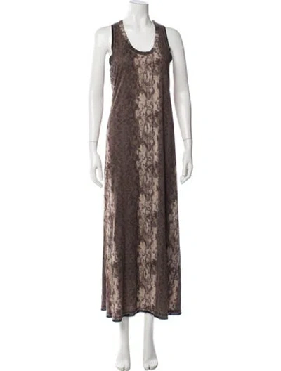 Pre-owned Allsaints Animal Print Long Dress In Neutral