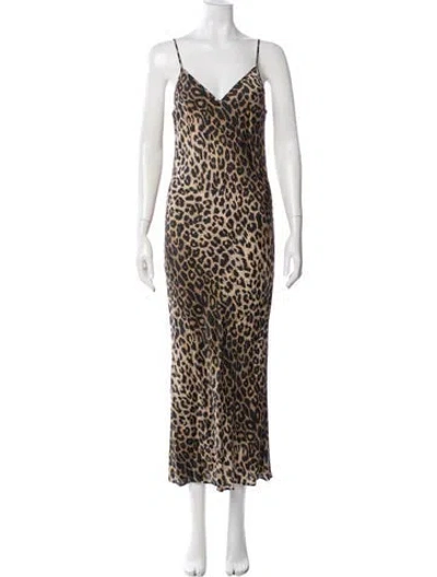 Pre-owned Allsaints Animal Print Long Dress In Neutrals