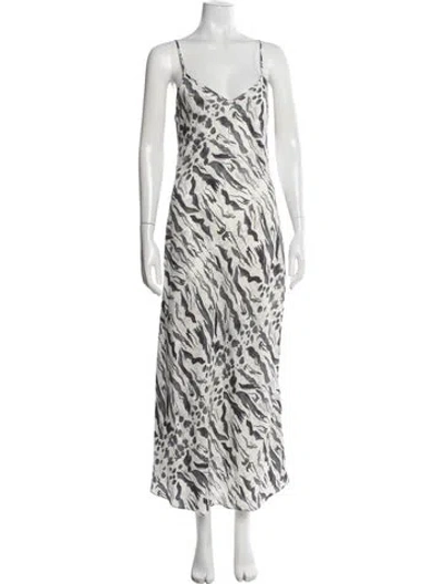 Pre-owned Allsaints Animal Print Long Dress In Neutrals