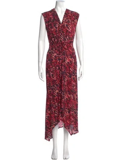 Pre-owned Allsaints Animal Print Long Dress In Pink