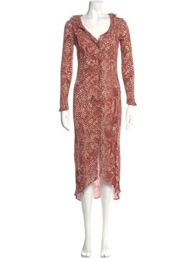 Pre-owned Allsaints Animal Print Long Dress In Pink