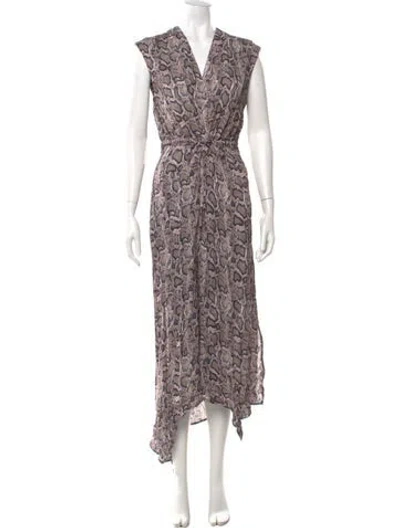 Pre-owned Allsaints Animal Print Long Dress In Pink
