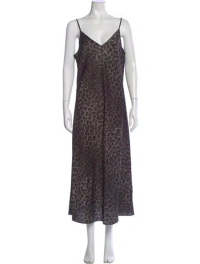 Pre-owned Allsaints Animal Print Long Dress In Pink