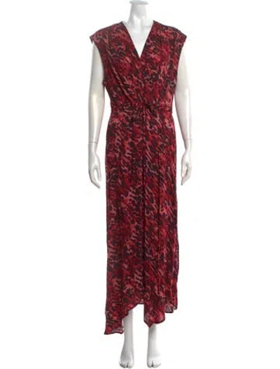 Pre-owned Allsaints Animal Print Long Dress In Pink