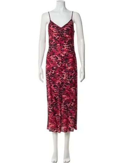 Pre-owned Allsaints Animal Print Long Dress In Red