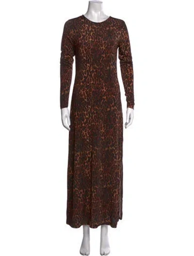 Pre-owned Allsaints Animal Print Long Dress W/ Tags In Brown