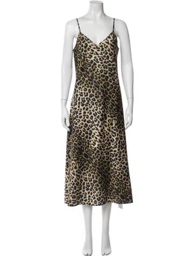 Pre-owned Allsaints Animal Print Long Dress In Yellow