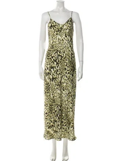 Pre-owned Allsaints Animal Print Long Dress In Yellow