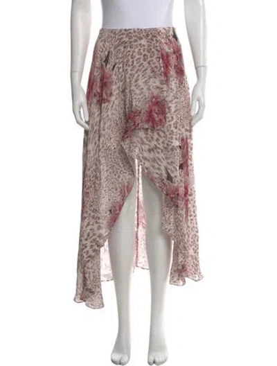 Pre-owned Allsaints Animal Print Long Skirt In Brown