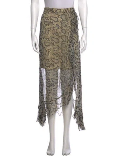 Pre-owned Allsaints Animal Print Long Skirt In Brown