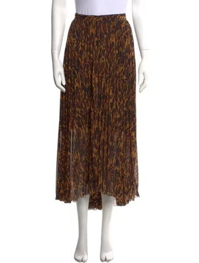 Pre-owned Allsaints Animal Print Long Skirt In Brown