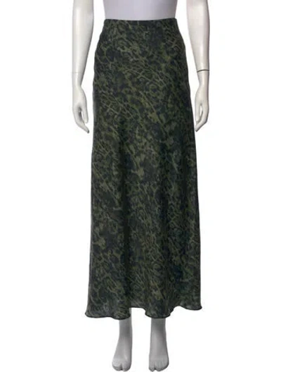 Pre-owned Allsaints Animal Print Long Skirt In Green