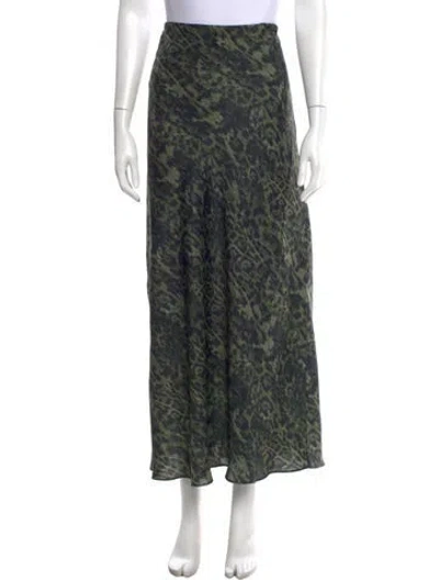 Pre-owned Allsaints Animal Print Long Skirt In Green