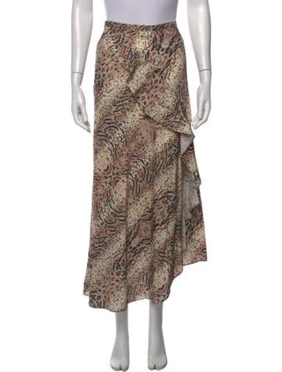 Pre-owned Allsaints Animal Print Long Skirt In Neutrals