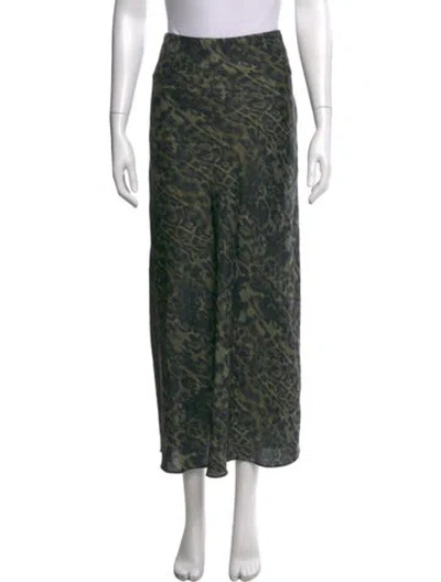 Pre-owned Allsaints Animal Print Long Skirt W/ Tags In Green