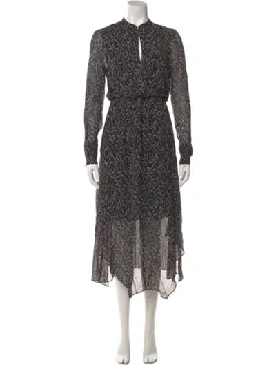 Pre-owned Allsaints Animal Print Midi Length Dress In Black