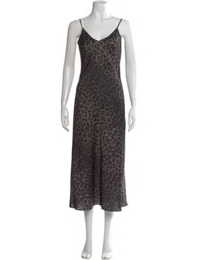Pre-owned Allsaints Animal Print Midi Length Dress In Black