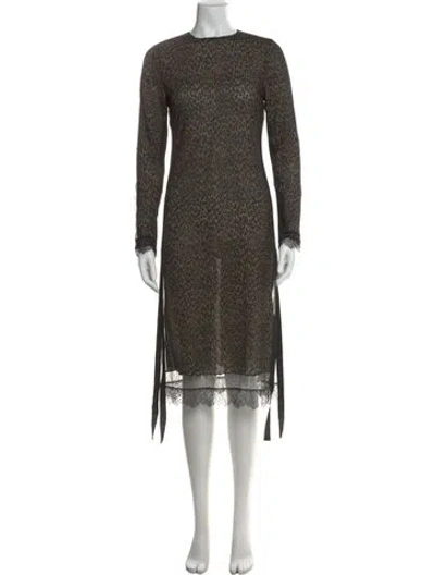 Pre-owned Allsaints Animal Print Midi Length Dress In Black