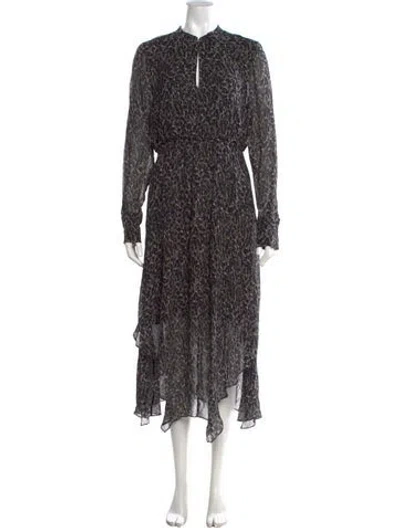 Pre-owned Allsaints Animal Print Midi Length Dress In Black