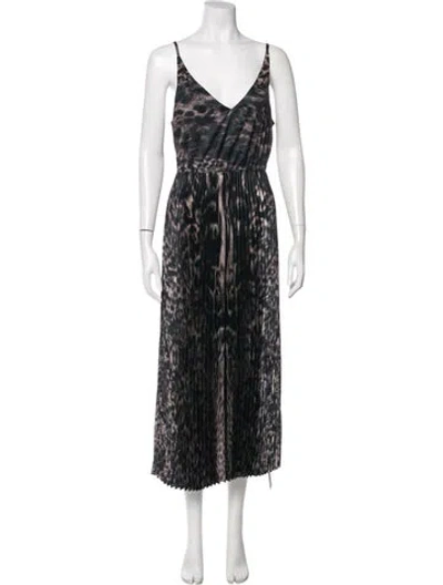 Pre-owned Allsaints Animal Print Midi Length Dress In Black