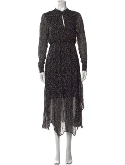 Pre-owned Allsaints Animal Print Midi Length Dress In Black