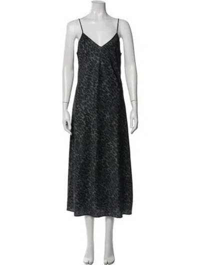 Pre-owned Allsaints Animal Print Midi Length Dress In Black
