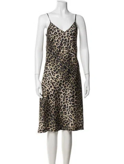 Pre-owned Allsaints Animal Print Midi Length Dress In Black