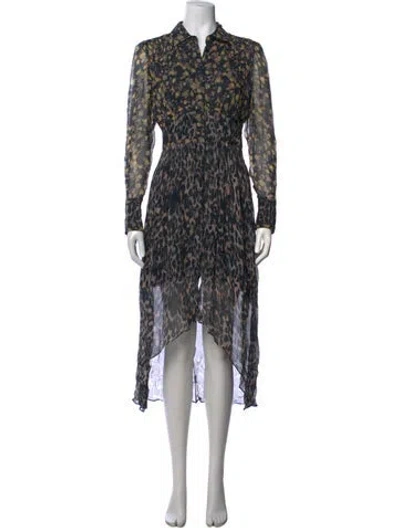 Pre-owned Allsaints Animal Print Midi Length Dress In Black