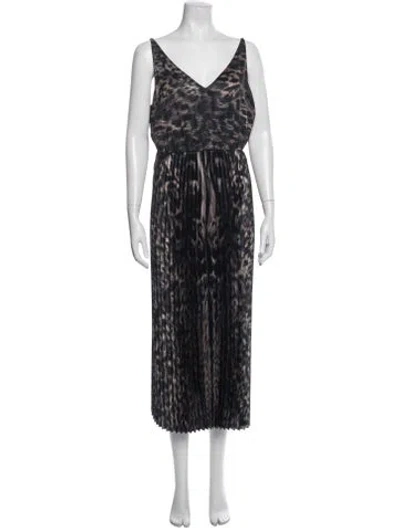 Pre-owned Allsaints Animal Print Midi Length Dress In Black