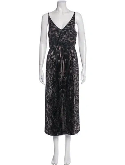 Pre-owned Allsaints Animal Print Midi Length Dress In Black/brown