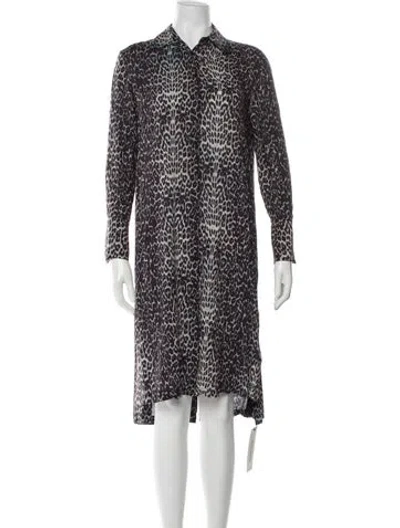 Pre-owned Allsaints Animal Print Midi Length Dress In Brown