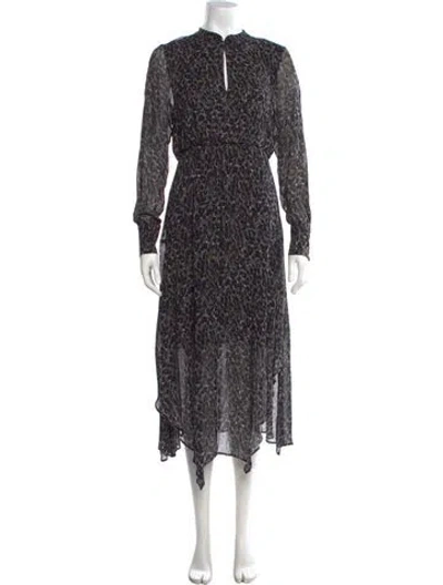 Pre-owned Allsaints Animal Print Midi Length Dress In Gray