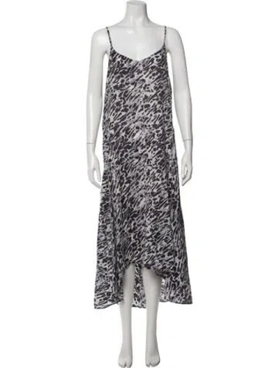 Pre-owned Allsaints Animal Print Midi Length Dress In Gray