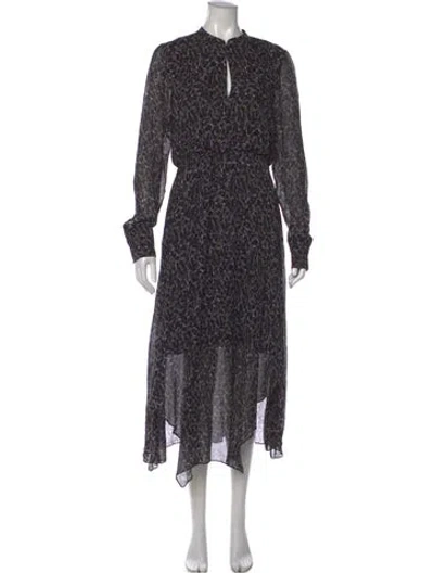 Pre-owned Allsaints Animal Print Midi Length Dress In Gray